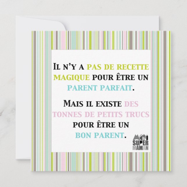 Carte "Pas de recette magique" - Moi Super Maman (Framsida)