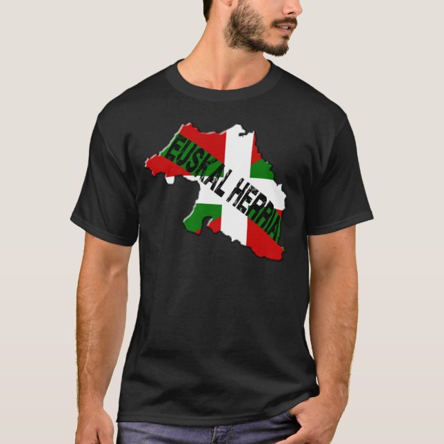 Carte pays basque plus drapeau euskal herria tee shirt (Framsida)