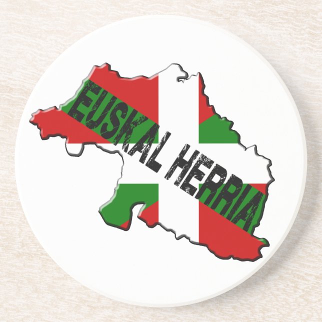 Carte pays basque plus drapeau euskal herria underlägg sandsten (Framsidan)
