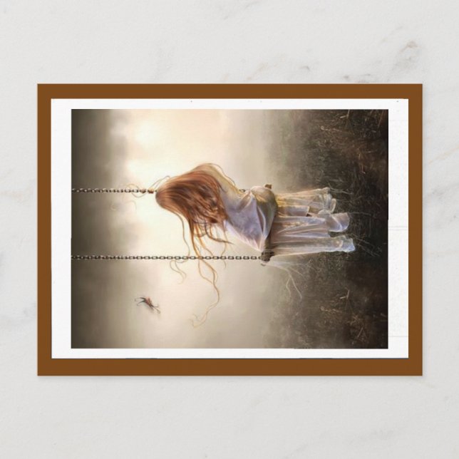 Carte Photo Balçoire bohême jeune fille rousse Vykort (Framsida)