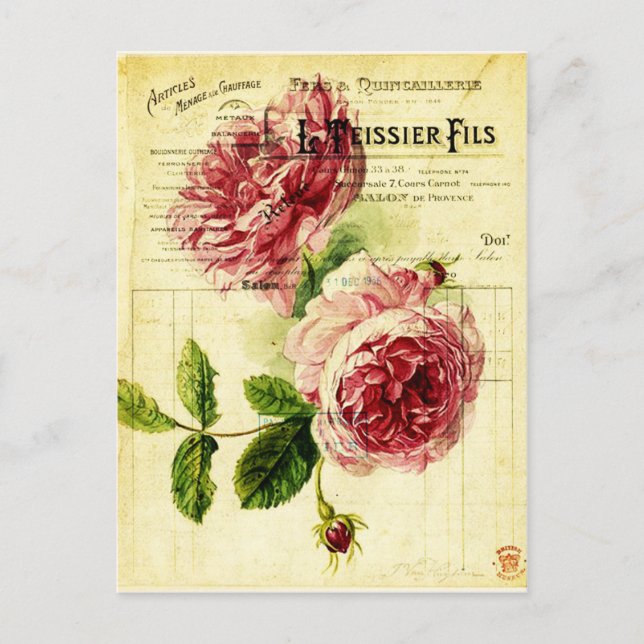 Carte postal fleurs anciennes vykort (Framsida)