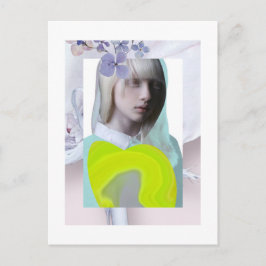 Carte postal portrait jeune fille pastel et fluo c vykort