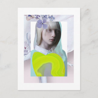 Carte postal portrait jeune fille pastel et fluo c vykort