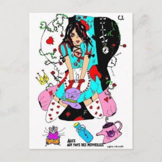 carte postale alice aux betalar des merveilles vykort