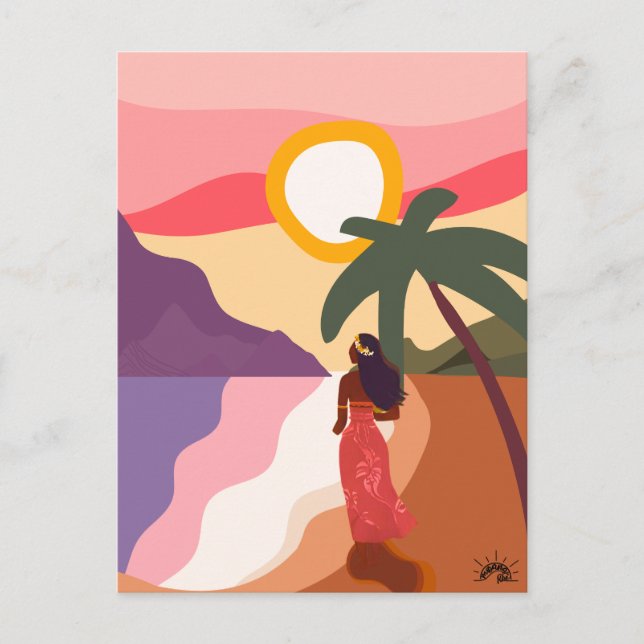 Carte Postale Art Tahiti Polynésie Vahiné Helg Vykort (Framsida)