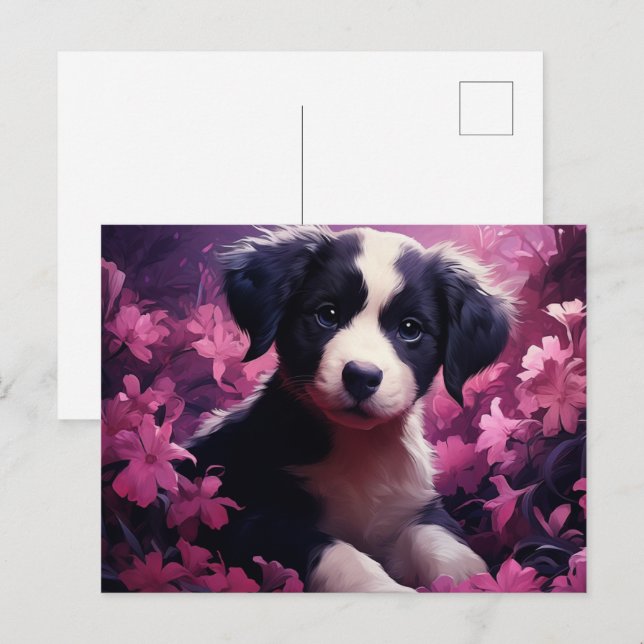 Carte Postale Bouquet de Joie Canine Vykort (Fram/baksida)