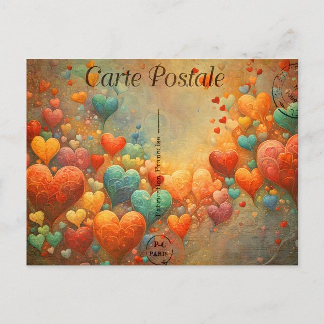 Carte Postale, bunte Herzen 9 Vykort (Framsida)