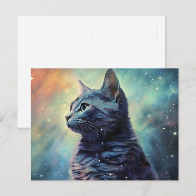 Carte Postale Cat Alone Vykort (Fram/baksida)