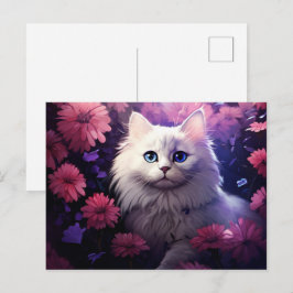 Carte postale Chat Fleur 2 Vykort
