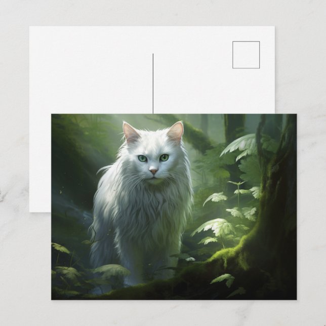 Carte postale Chat Foret 4 Vykort (Fram/baksida)