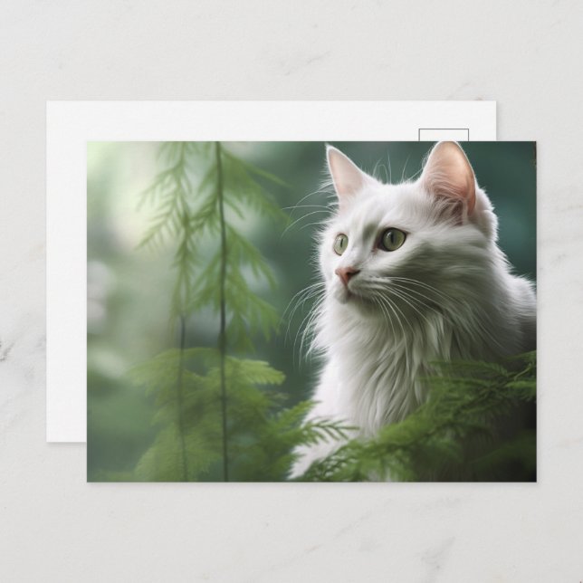 Carte postale Chat Foret 7 Vykort (Fram/baksida)