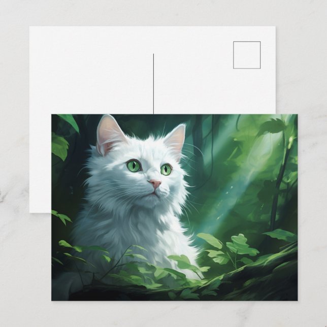 Carte postale Chat Foret 8 Vykort (Fram/baksida)
