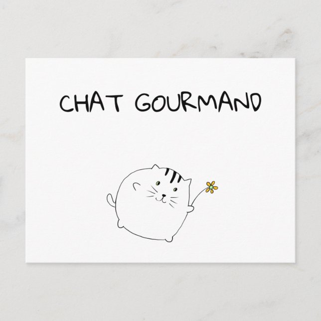 Carte Postale Chat Gourmand Vykort (Framsida)