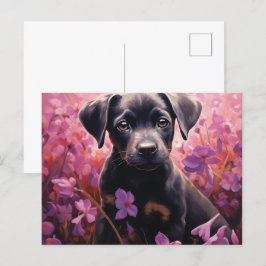 Carte Postale Chien Épanoui dans les Fleurs Vykort