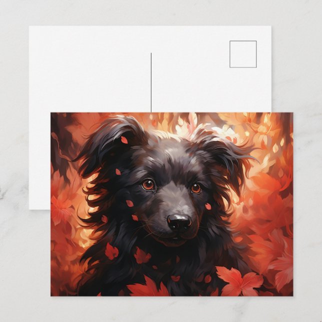 Carte Postale Chien Flamboyant Vykort (Fram/baksida)