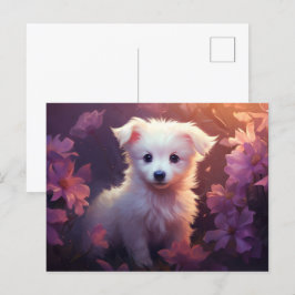 Carte postale Chien Fleur 3 Vykort