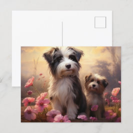 Carte Postale Chien Fleurissant Vykort