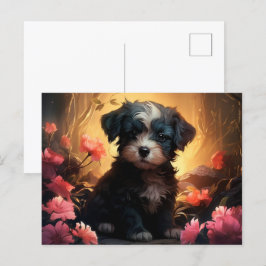 Carte Postale Chien Parfumé aux Fleurs Vykort