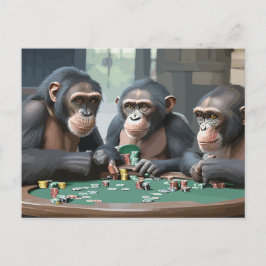 Carte postale Chimpanzees spelar poker Helg Vykort