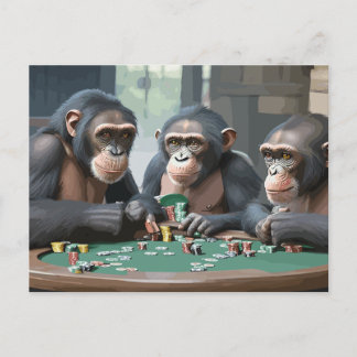 Carte postale Chimpanzees spelar poker Helg Vykort