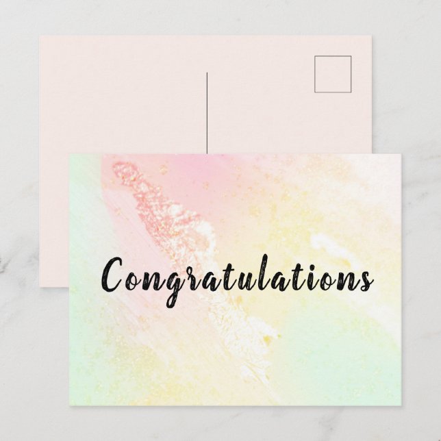 Carte postale Congratulations Aquarelle Pastel Vykort (Fram/baksida)