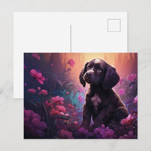 Carte postale Cuddly Canine Vykort (Fram/baksida)