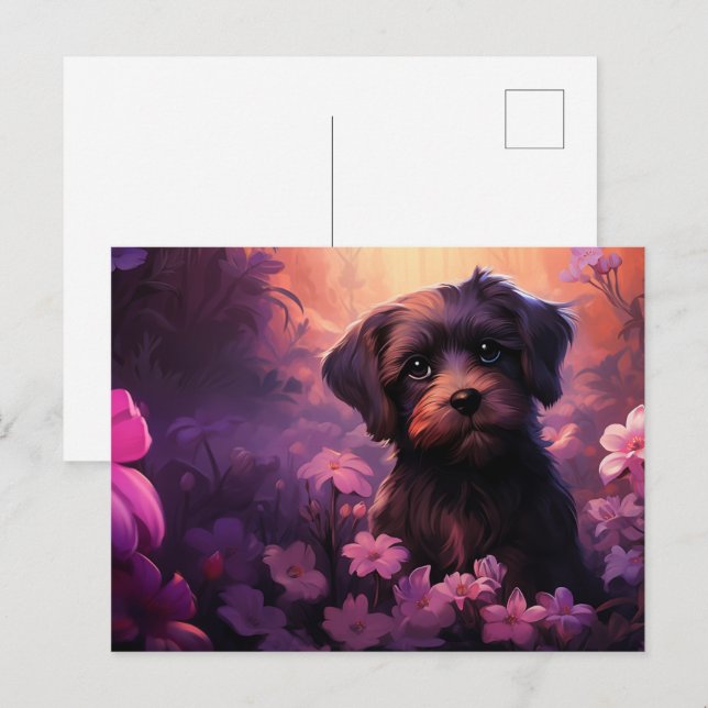 Carte postale Cute Pup Vykort (Fram/baksida)