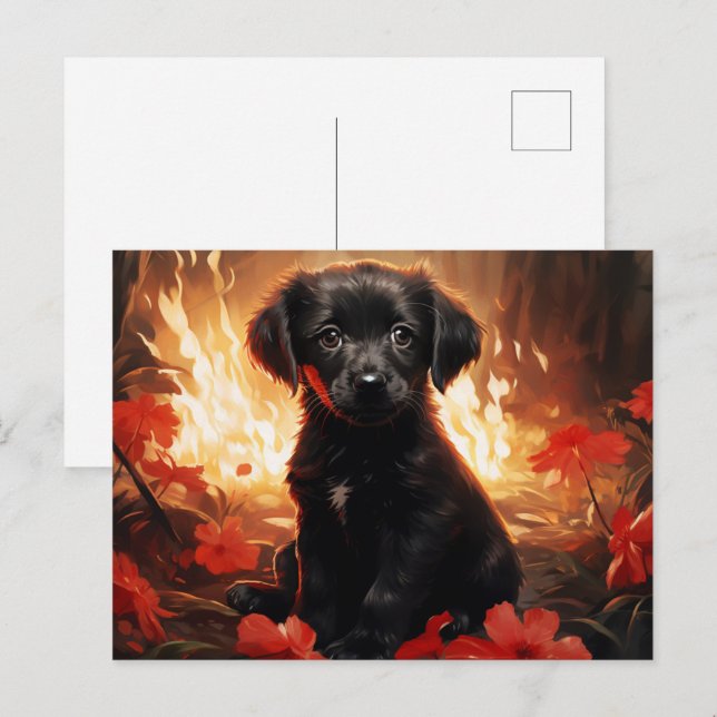 Carte Postale Flamme et Pétales Vykort (Fram/baksida)