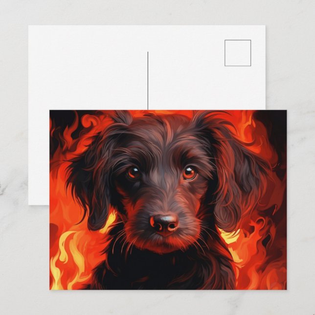 Carte Postale Fleur enflammée Vykort (Fram/baksida)