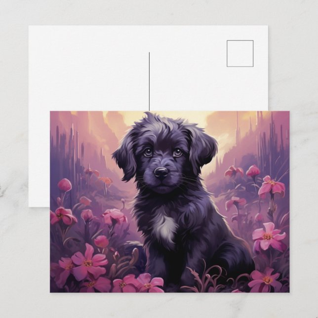 Carte Postale Fleur Magique du Chien Vykort (Fram/baksida)