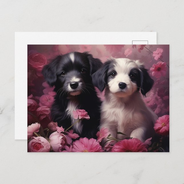 Carte Postale Fleur Mélodieuse du Chien Vykort (Fram/baksida)