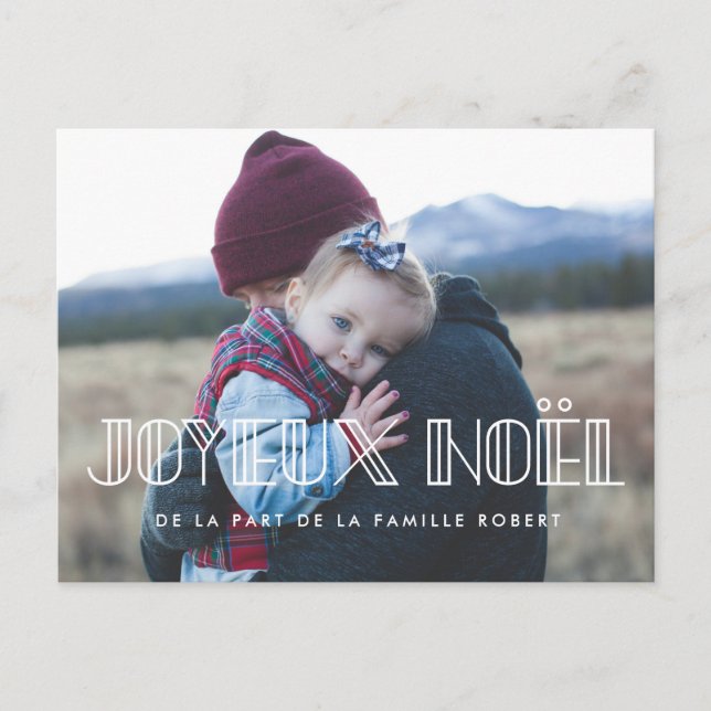 Carte postale fotot Joyeux Noël typo art deco Vykort (Framsida)