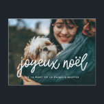 Carte postale fotot Joyeux Noël Vykort<br><div class="desc">Une typografiska e moderne pour cette carte de voeu tendance. Pour Custiser avec votre Photo de famille préférée. Vous pouvez aussi facilement changer la couleur de la Police à votre goût.</div>