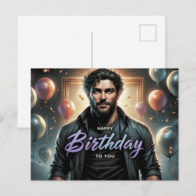Carte Postale Happy Birthday 2026 -4 Vykort (Fram/baksida)