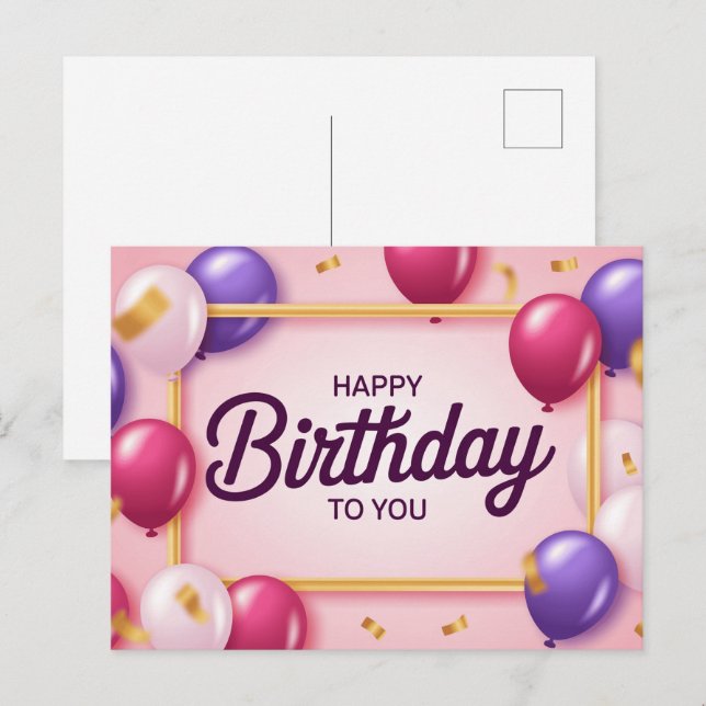 Carte Postale Happy Birthday 2026 -7 Vykort (Fram/baksida)