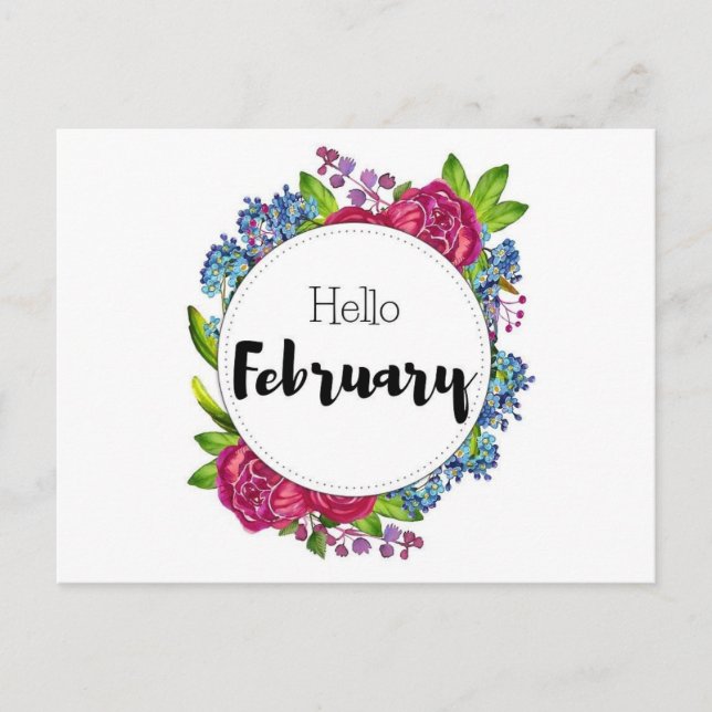 Carte Postale Hello February Vykort (Framsida)