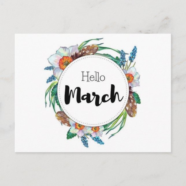 Carte Postale Hello March Vykort (Framsida)