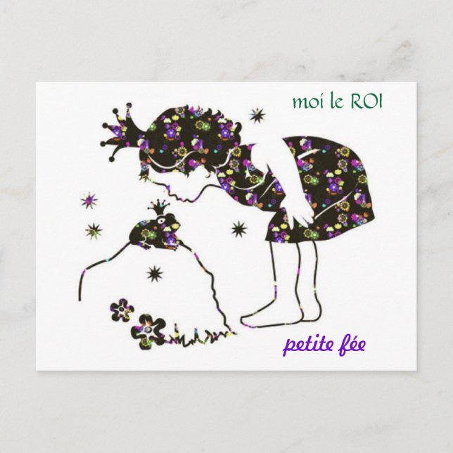 Carte postale jolie petite fée grenouille vykort (Framsida)