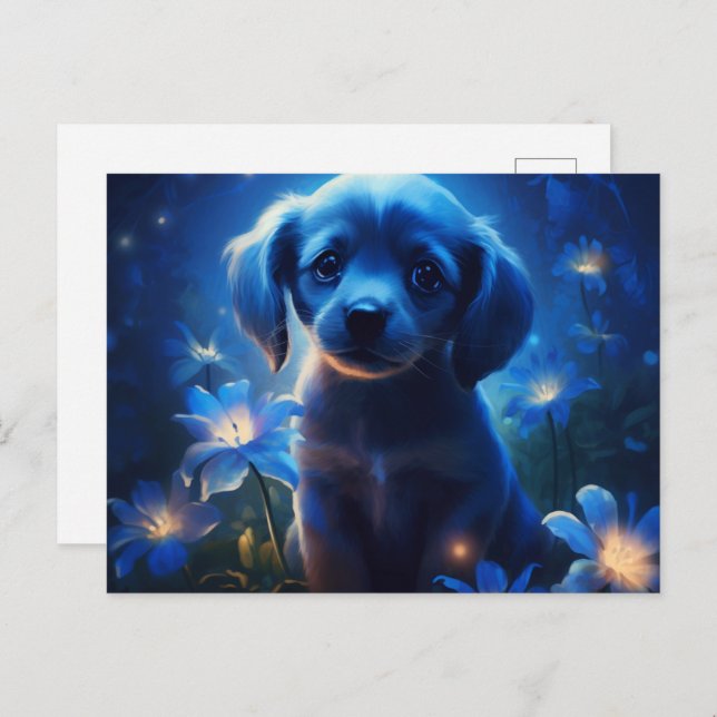 Carte Postale lumière bleue Vykort (Fram/baksida)