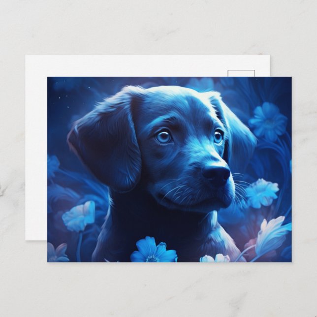 Carte Postale lumière bleue Vykort (Fram/baksida)