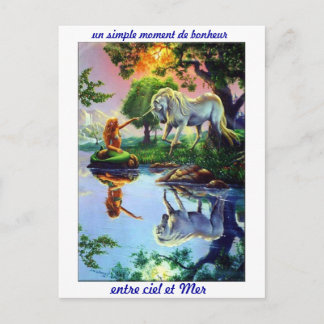 Carte postale mer sirène licorne ombre lumière vykort