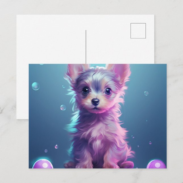 Carte postale Playful and Curious Puppy Vykort (Fram/baksida)