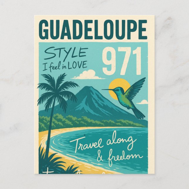 Carte Postale Rétro Guadeloupe, Plage de Rêve Vykort (Framsida)