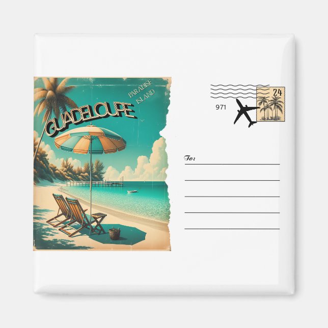 Carte Postale Rétro Guadeloupe Plage Exotique Magnet (Framsidan)