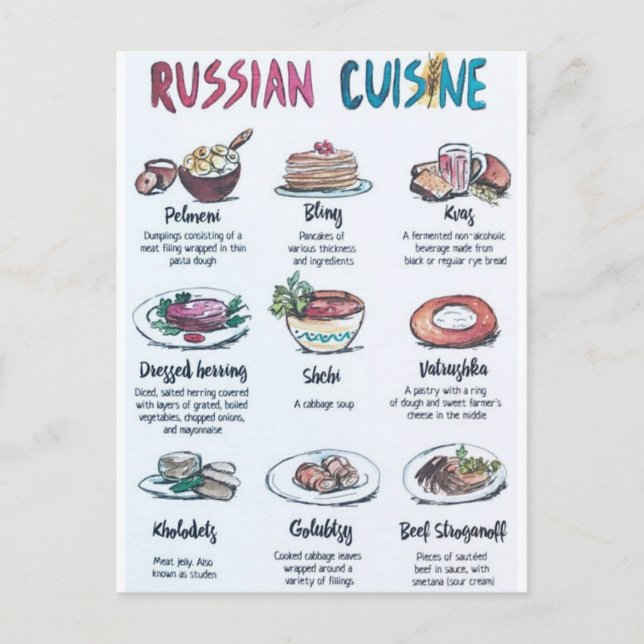 Carte Postale Russian cuisine Vykort (Framsida)