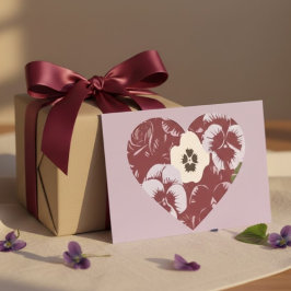 Carte postale Saint-Valentin Cœur de Violettes Helg Vykort