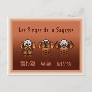 carte postale singes de la sagesse vykort