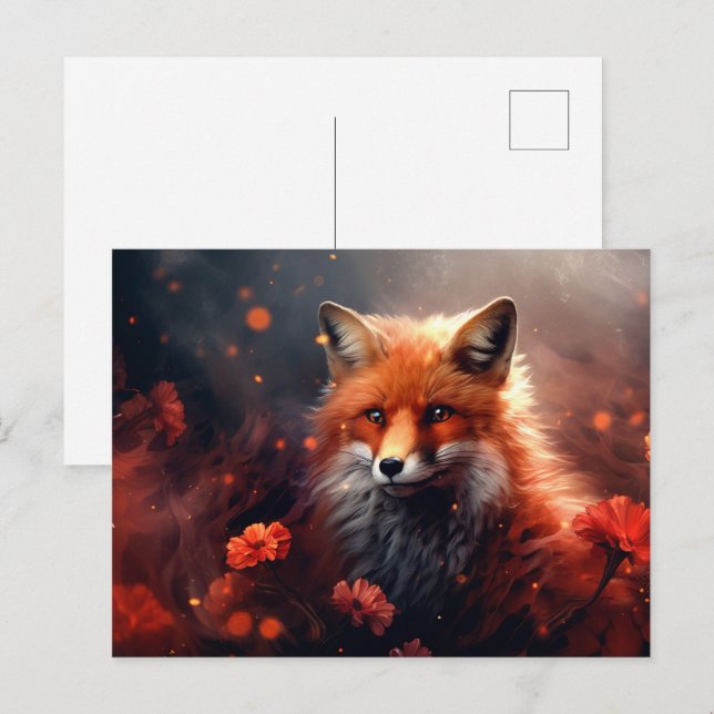 Carte postale The Fox with Shining Stars: Vykort (Fram/baksida)