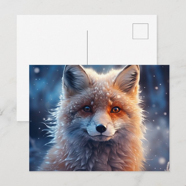 Carte postale The Magic of Foxes in the Snow Vykort (Fram/baksida)
