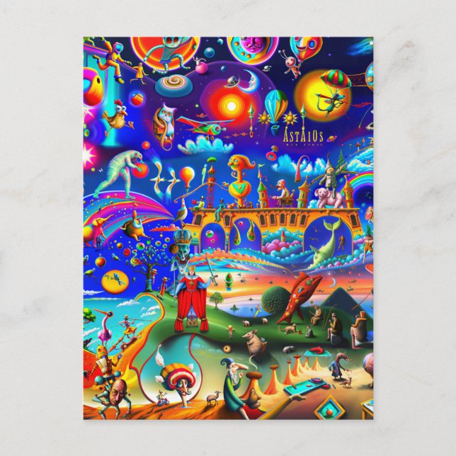 Carte Postale Un monde de personnages étranges Vykort (Framsida)